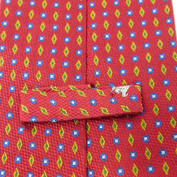 Burberry Men's Neck Tie Multicolor Red Solid 100% Silk Geometric Classic - Picture 5 of 7